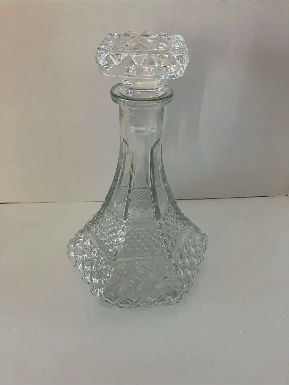 Anchor Hocking Vintage Wexford Clear Pressed Glass Decanter with Stopper
